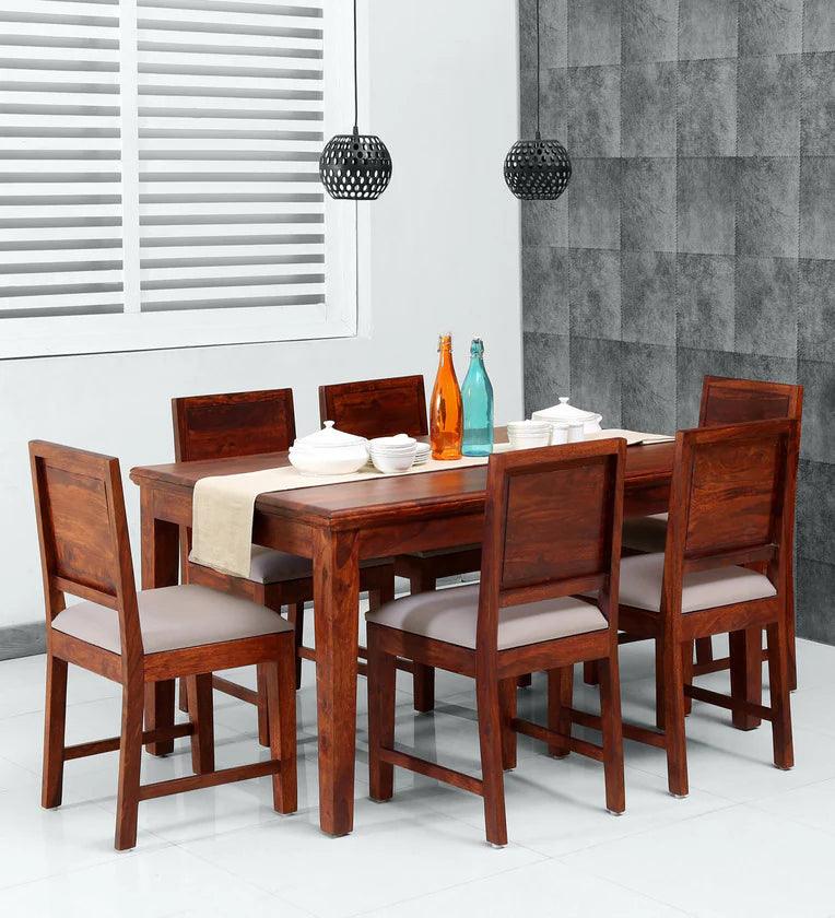 Sheesham Wood 6 Seater Dining Set In Provincial Teak Finish - Ouch Cart 