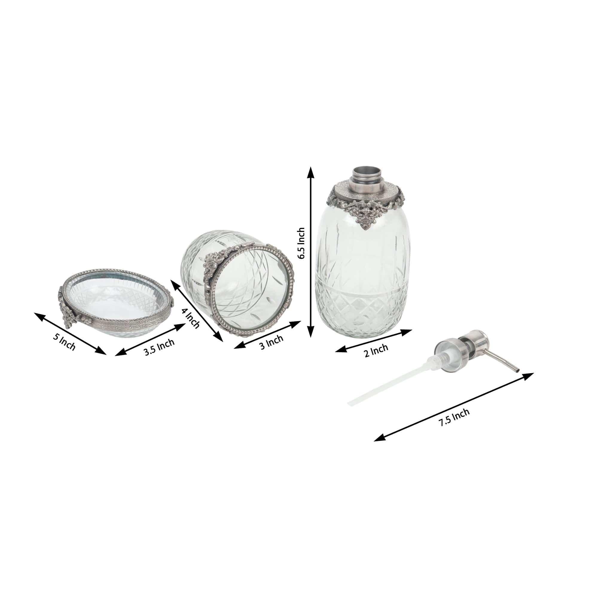 Regal Brass Accents Bathroom Set in Antique Silver Finish - Ouch Cart 