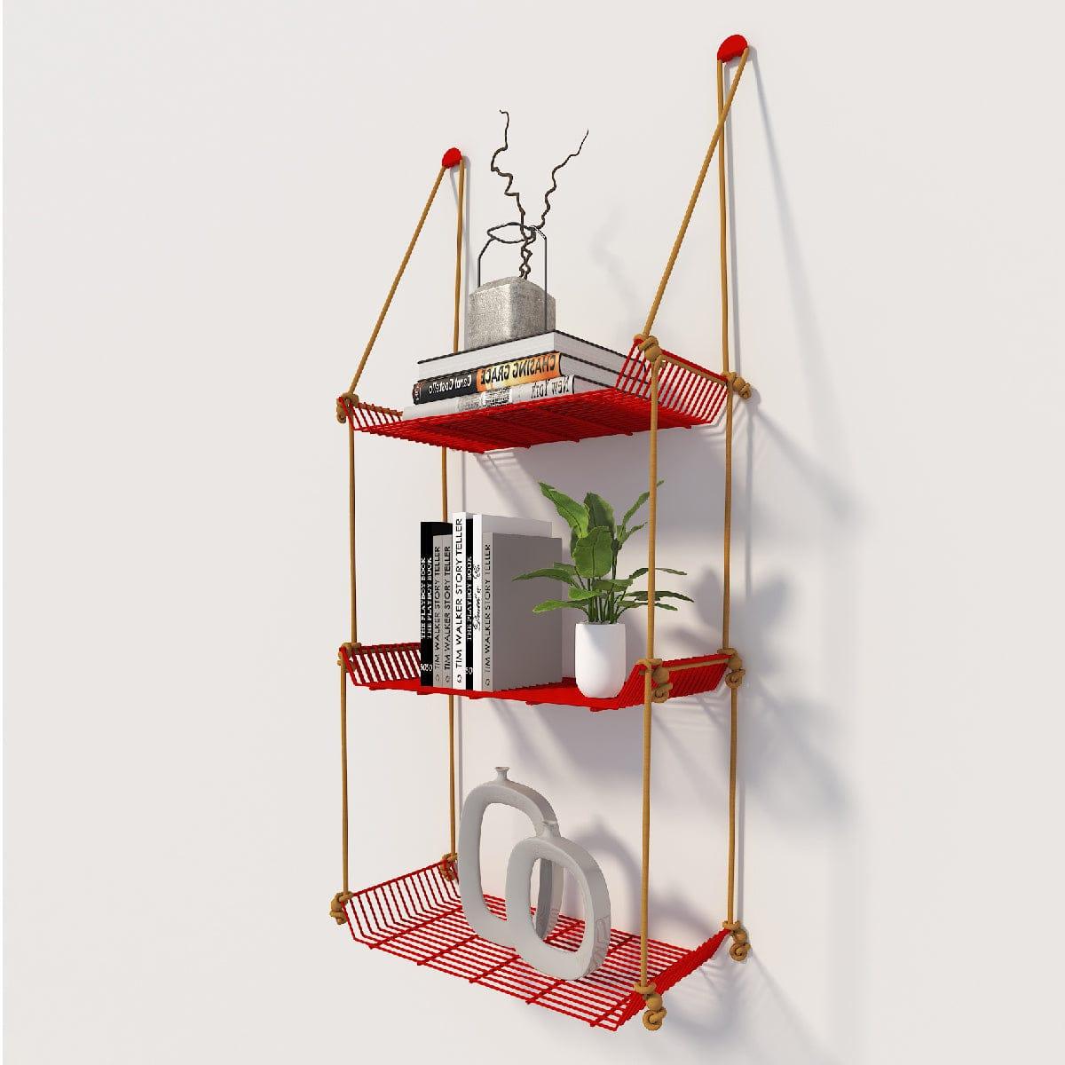 WALL DÉCOR SHELF 3 TIER RED