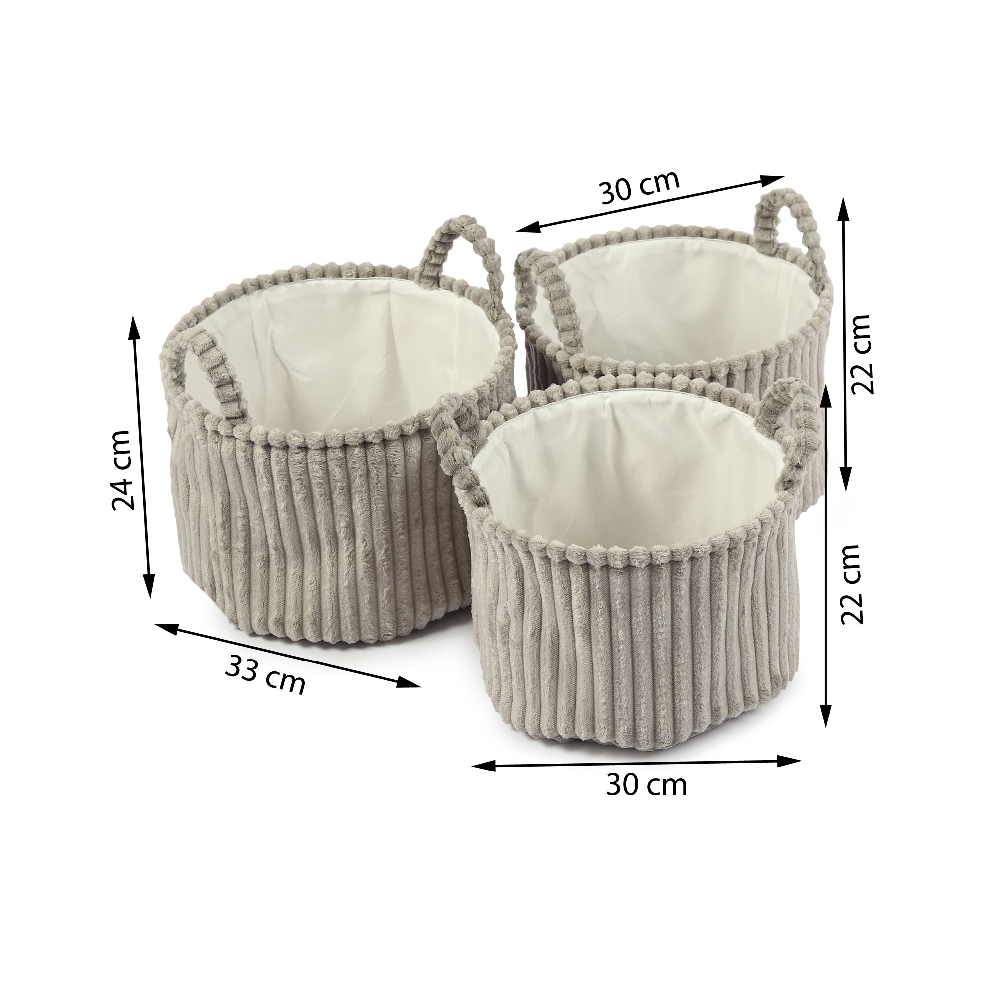 Cloud Weave Fabric Basket Soft Grey Set of 3