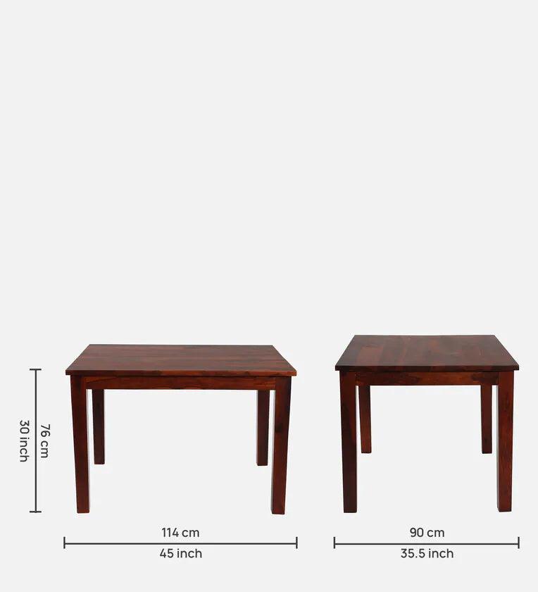 Sheesham Wood 4 Seater Dining Set In Honey Oak Finish - Ouch Cart 