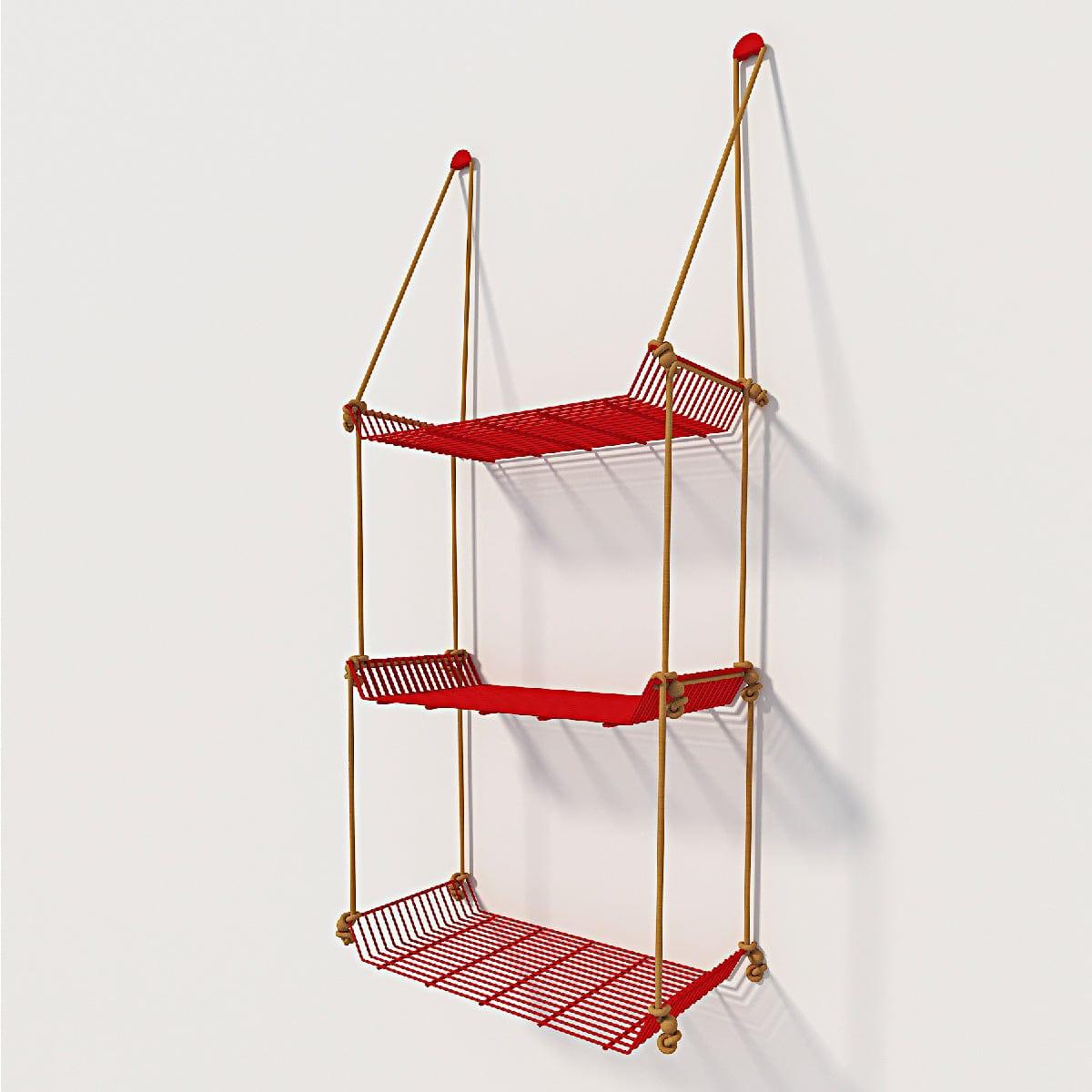 WALL DÉCOR SHELF 3 TIER RED - Ouch Cart 