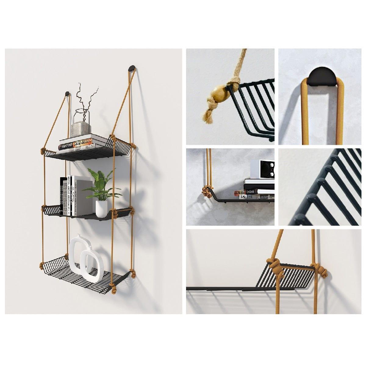 WALL DÉCOR SHELF 3 TIER GREY - Ouch Cart 