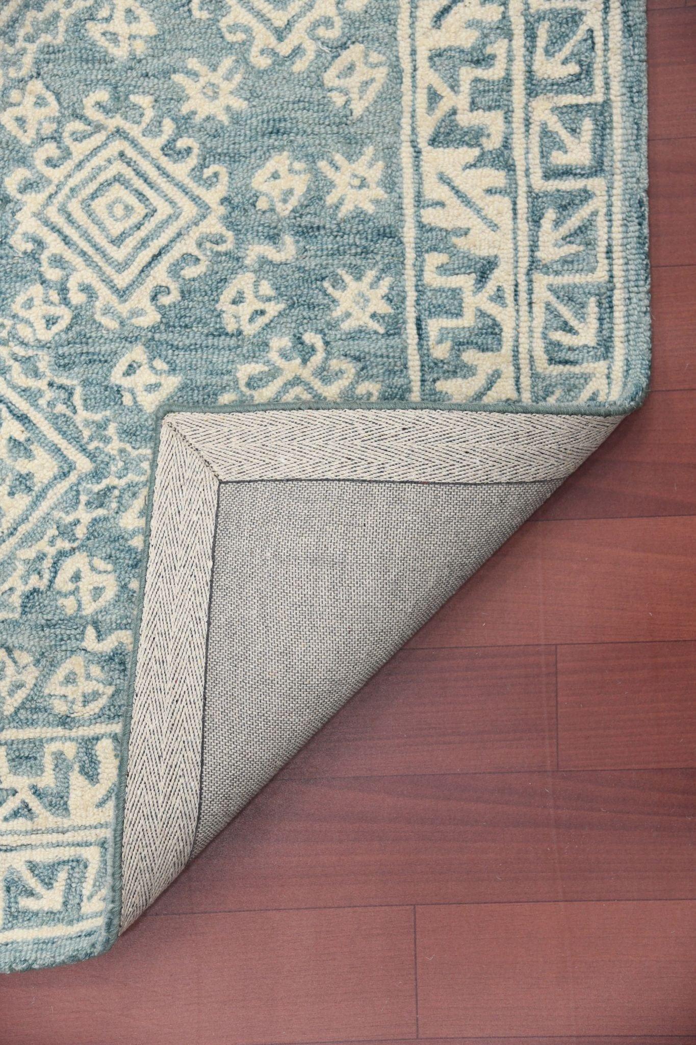 Teal Blaze Wool Boston 4x6 Feet Hand-Tufted Carpet - Rug - Ouch Cart 