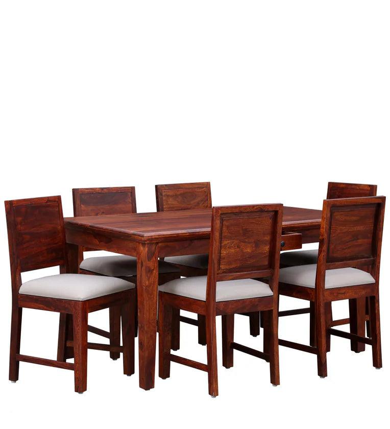 Sheesham Wood 6 Seater Dining Set In Provincial Teak Finish - Ouch Cart 