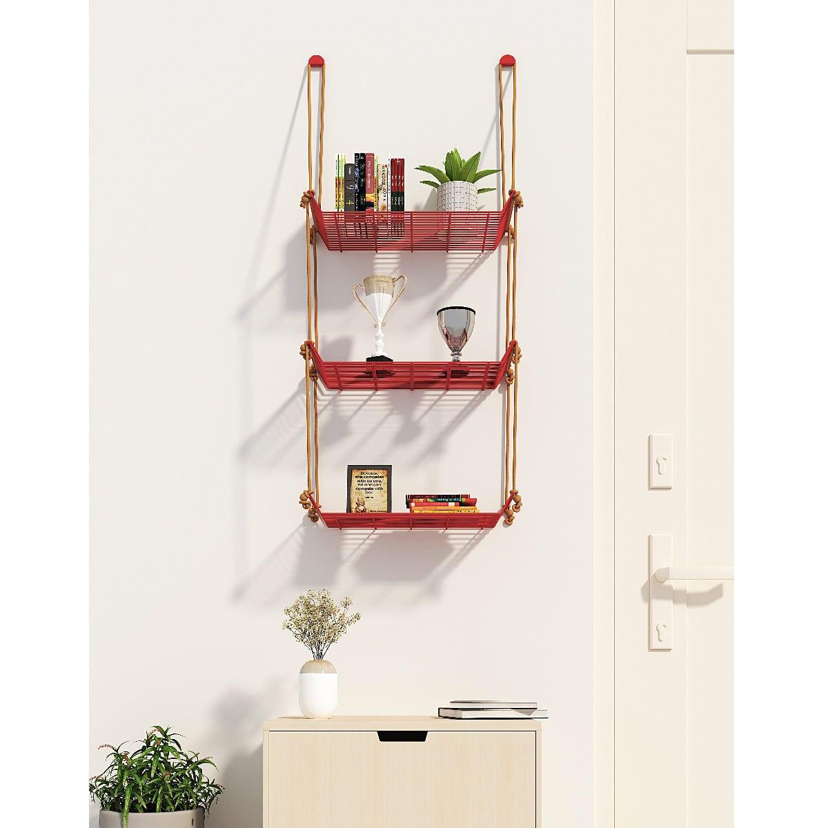 WALL DÉCOR SHELF 3 TIER RED - Ouch Cart 