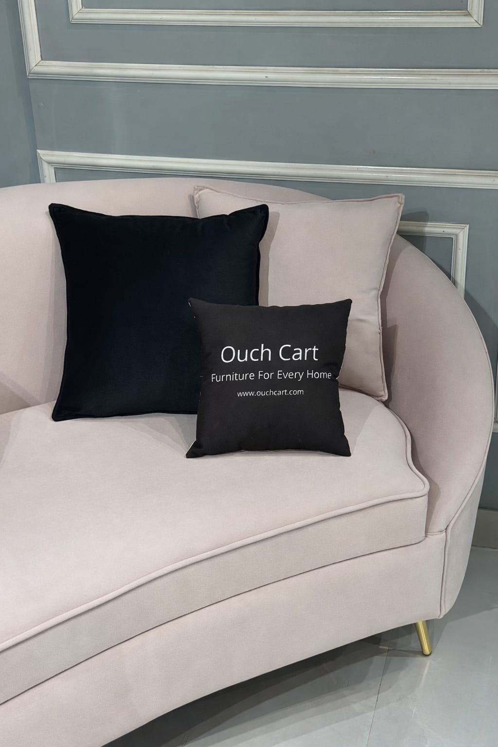 Velvet Curved Sofa Toss Pillow Included