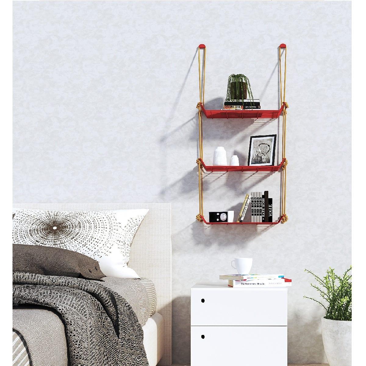 WALL DÉCOR SHELF 3 TIER RED - Ouch Cart 