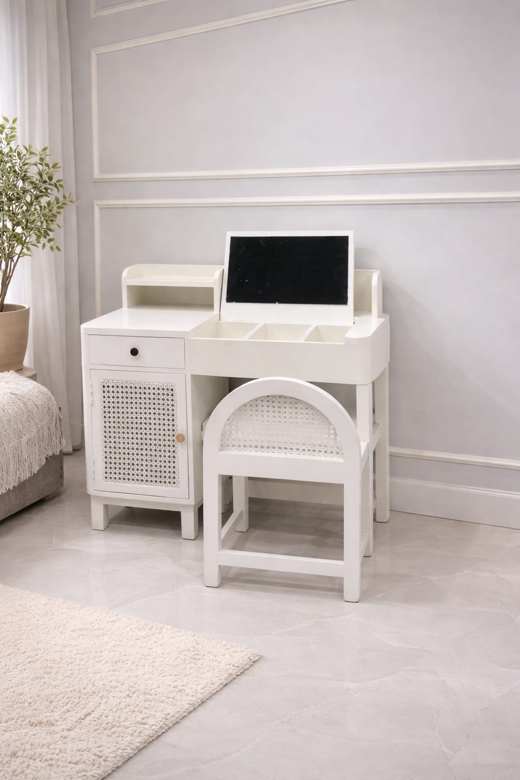 Bayview Makeup Vanity Table with Stool – Elegant Bedroom Dressing Desk
