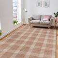 Rose Gold Wool Tartan 8X10 Feet Hand-Tufted Carpet - Rug