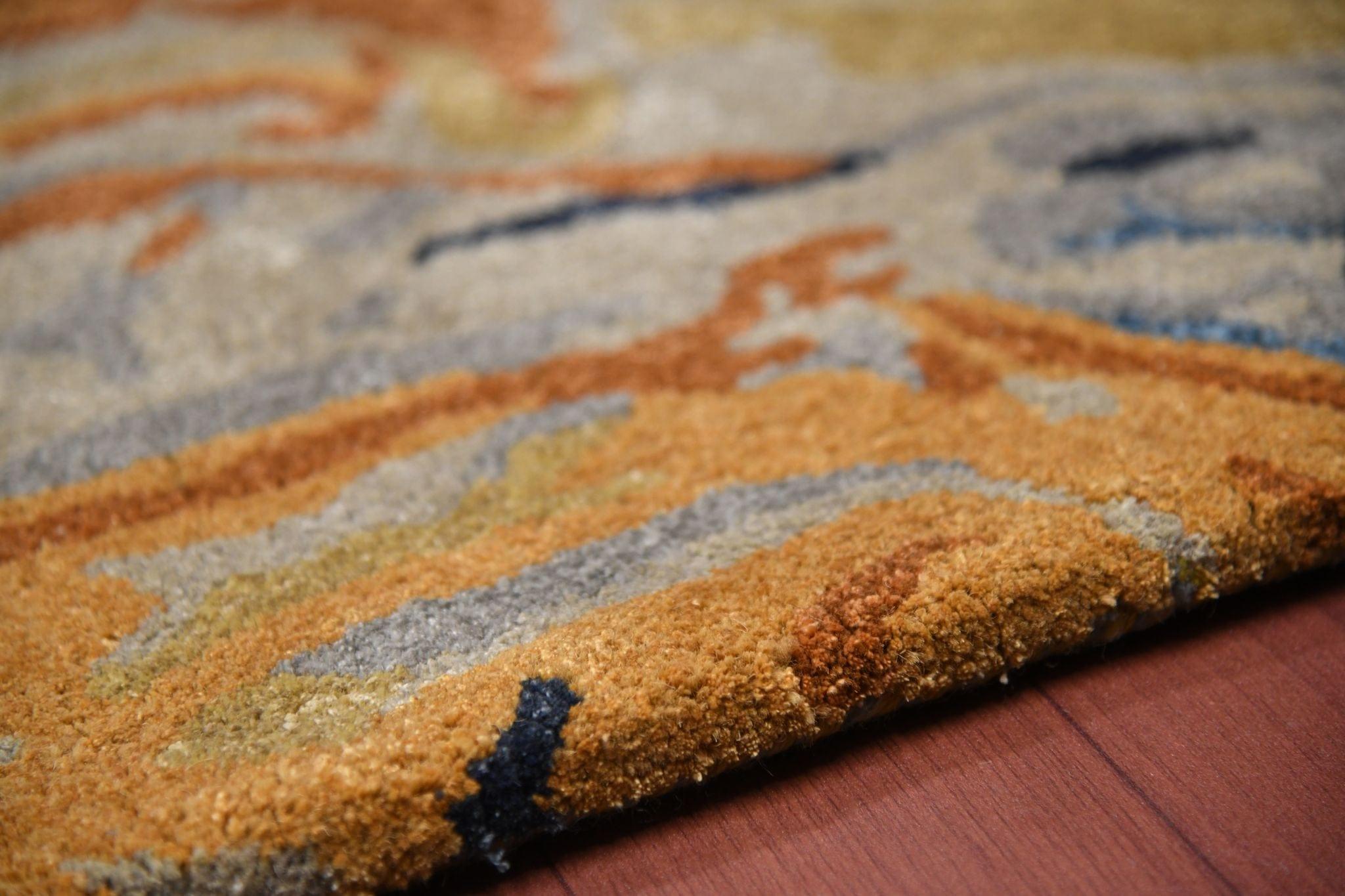 Orange Wool & Viscose Dream Scape 4x6 Feet  Hand-Tufted Carpet - Rug