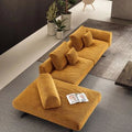 Modern Mustard Bouclé Sectional Sofa | Luxury Modular Fabric Sofa with Metal Legs | Contemporary Living Room Couch