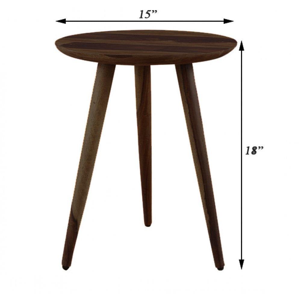 Solid Sheesham Wood Tripod End Table | Stool | Side Table | Corner Table | Sofa Side Table (Walnut) - Ouch Cart 