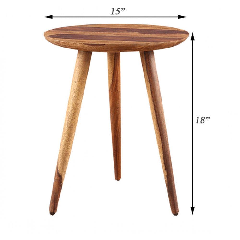 Solid Sheesham Wood Tripod End Table | Stool | Side Table | Corner Table | Sofa Side Table (Honey) - Ouch Cart 