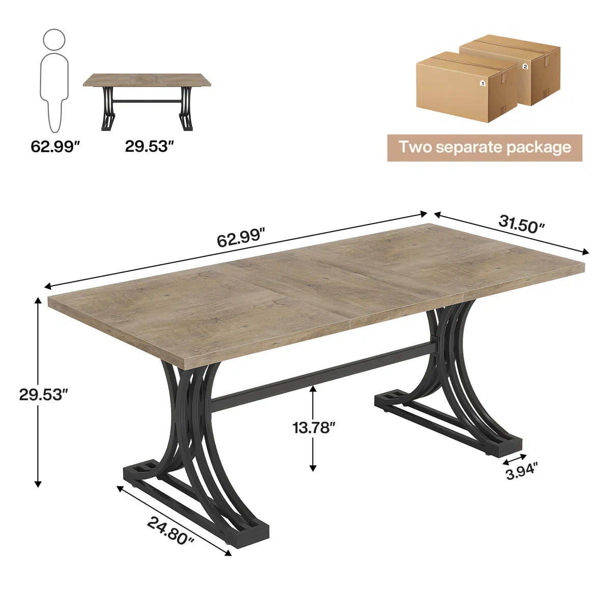 10.5Ft Rectangle Office Conference Table (Set of 2)