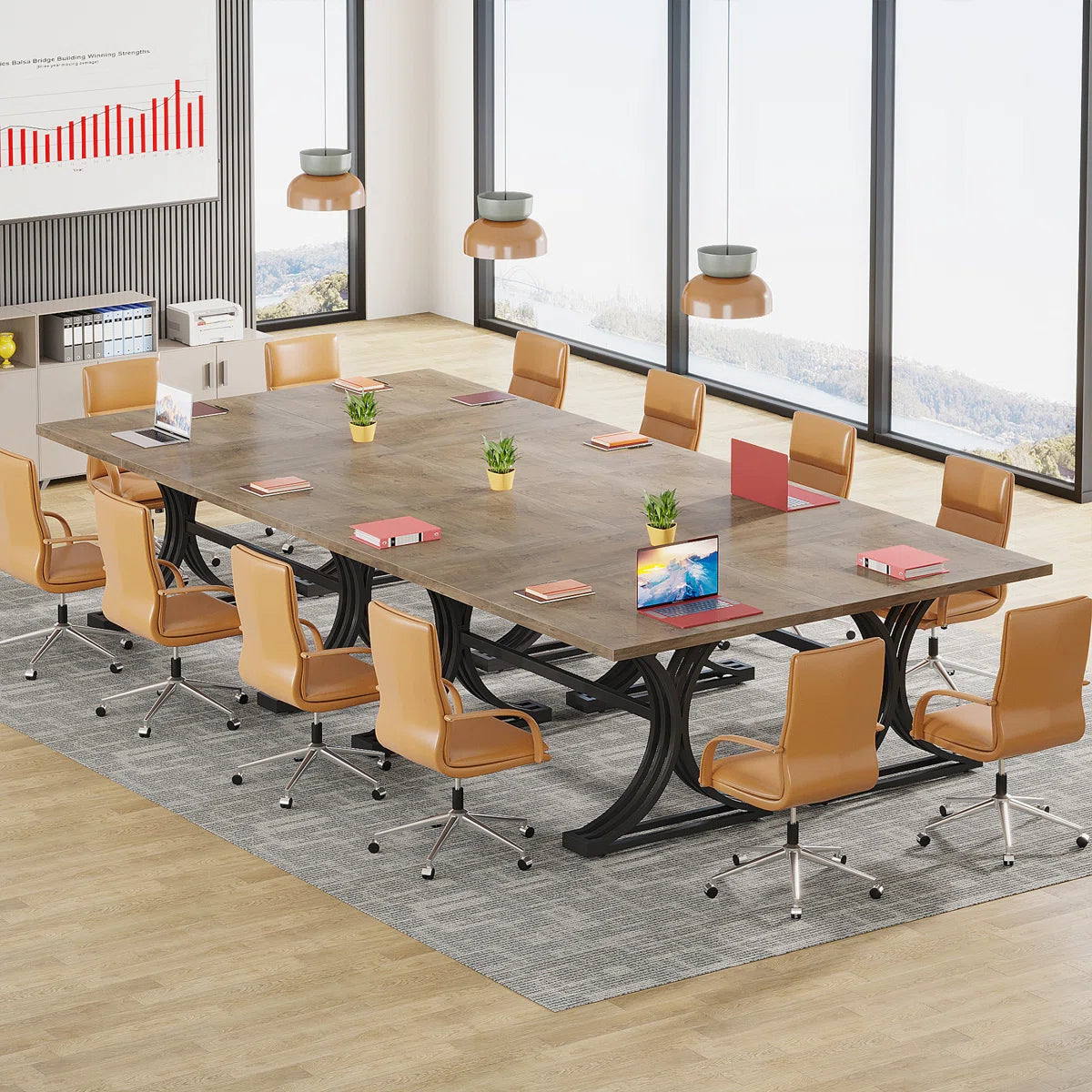 10.5Ft Rectangle Office Conference Table (Set of 2)-OUCH CART 