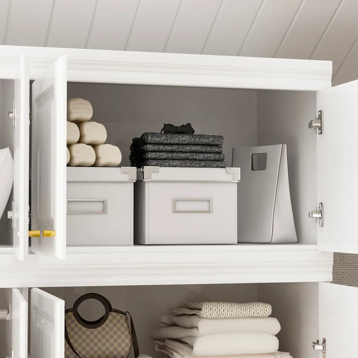 Wardrobe Set With Top Cabinet And Elegent Design