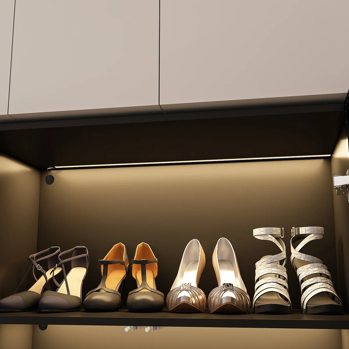 Maudena Armoire With Glass Door and LED Light