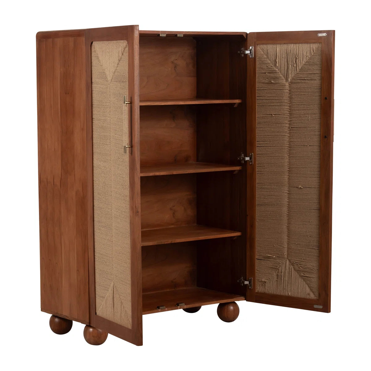 Neutral Modern 60" Acacia Wood Armoire, Brown, Rectangle - 40" x 18" x 60"