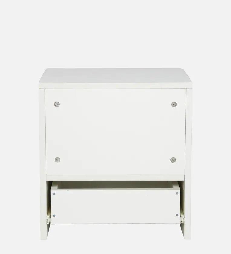 Bedside Table In Frosty White Finish - Ouch Cart 