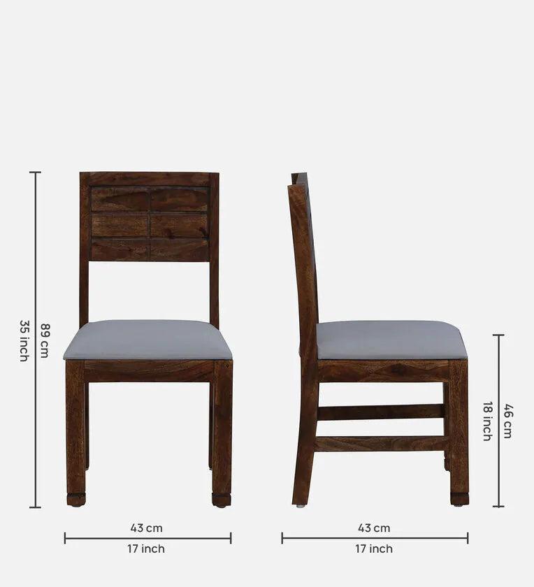 Sheesham Wood 6 Seater Dining Set in Scratch Resistant Provincial Teak Finish with Grey Cushion - Ouch Cart 