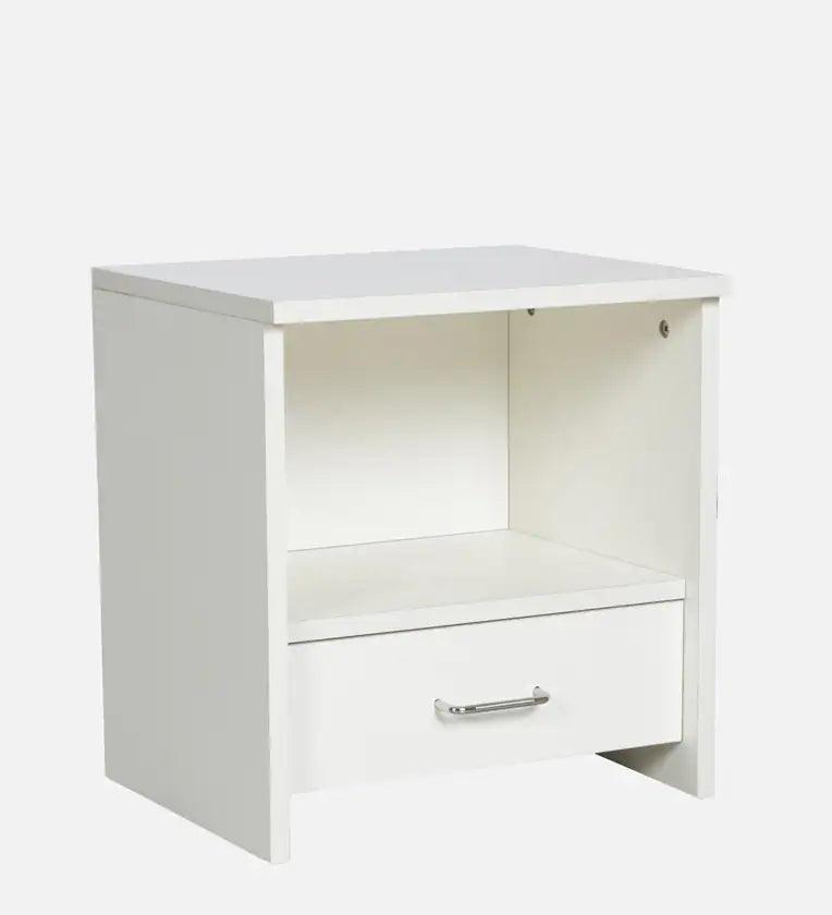 Bedside Table In Frosty White Finish - Ouch Cart 