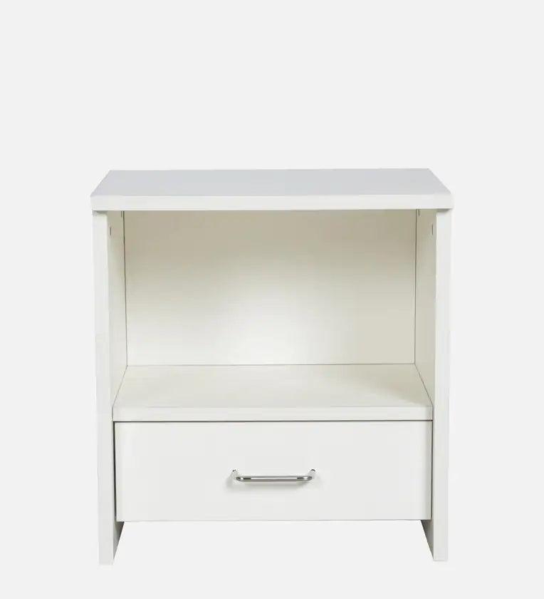 Bedside Table In Frosty White Finish - Ouch Cart 