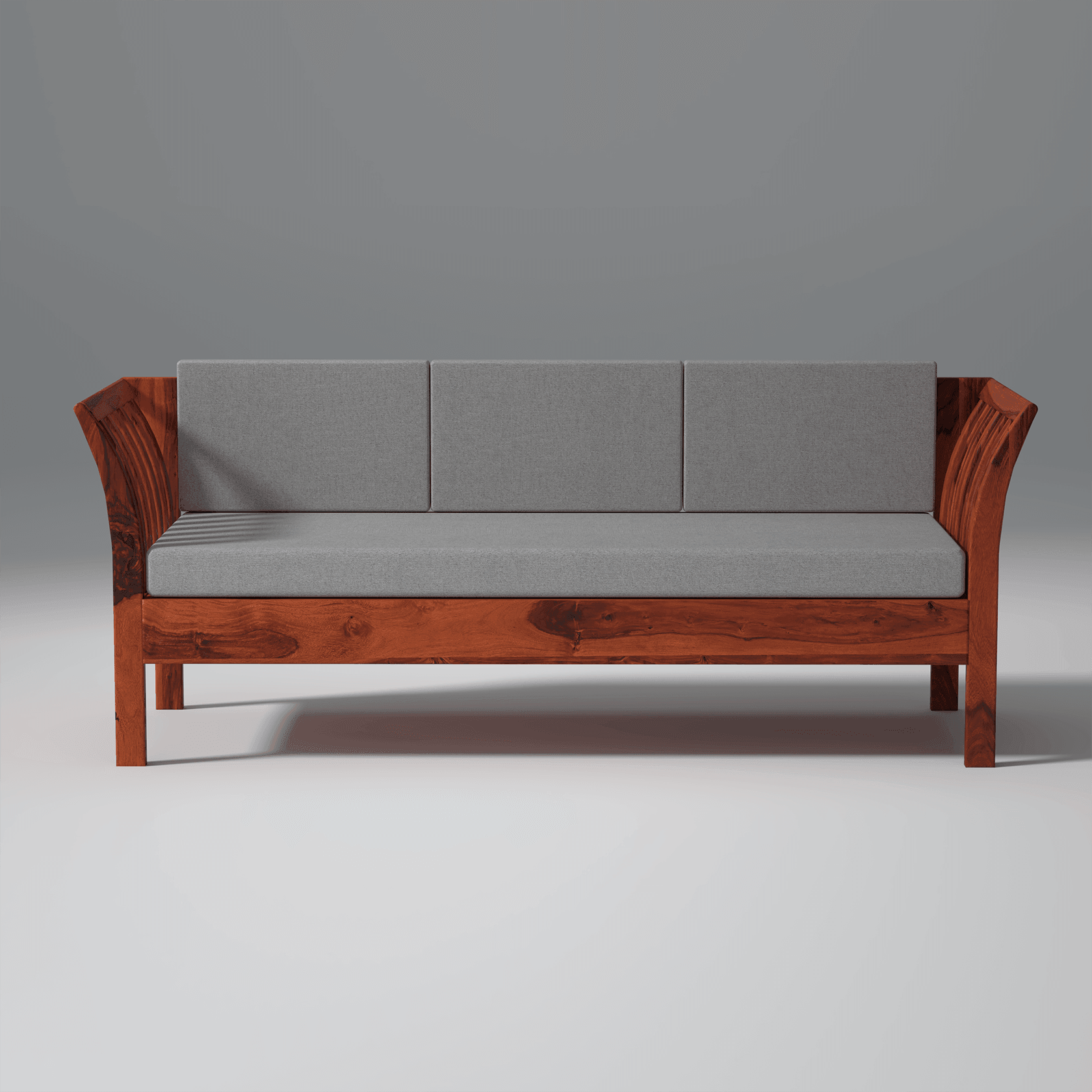 Komfor Sheesham Wood Sofa Set In Reddish Rosewood - Ouch Cart 