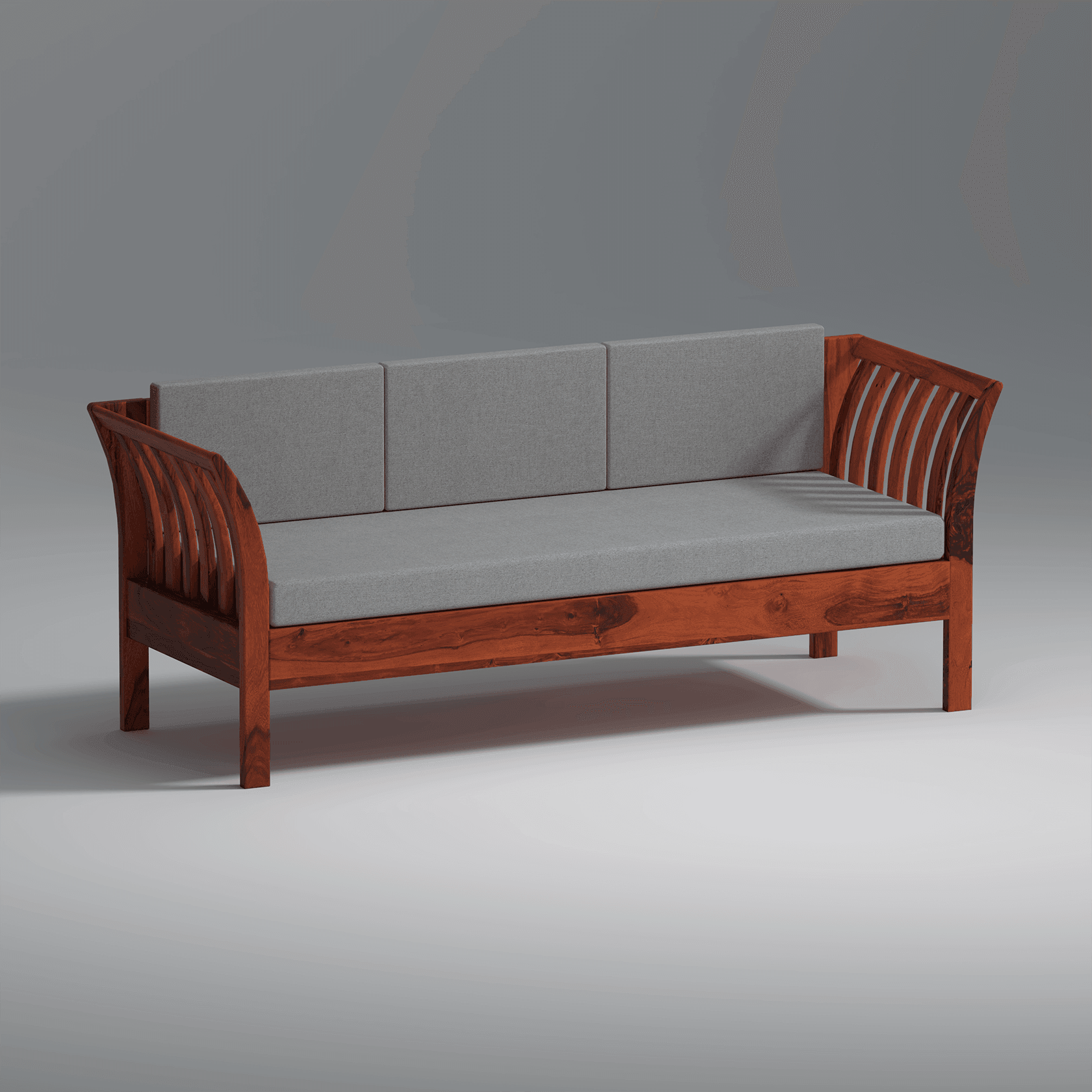 Komfor Sheesham Wood Sofa Set In Reddish Rosewood - Ouch Cart 