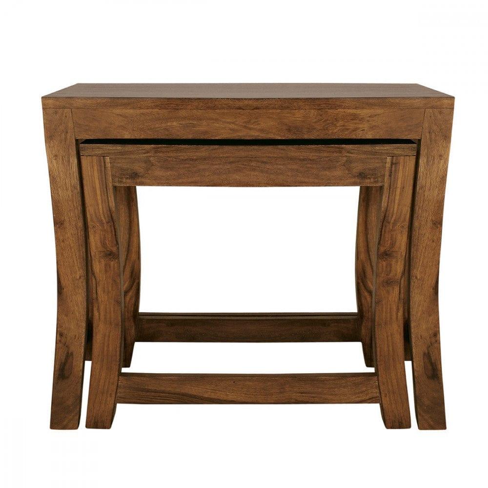 Solid Sheesham Wood Nested Tables In Honey Finish - Ouch Cart 