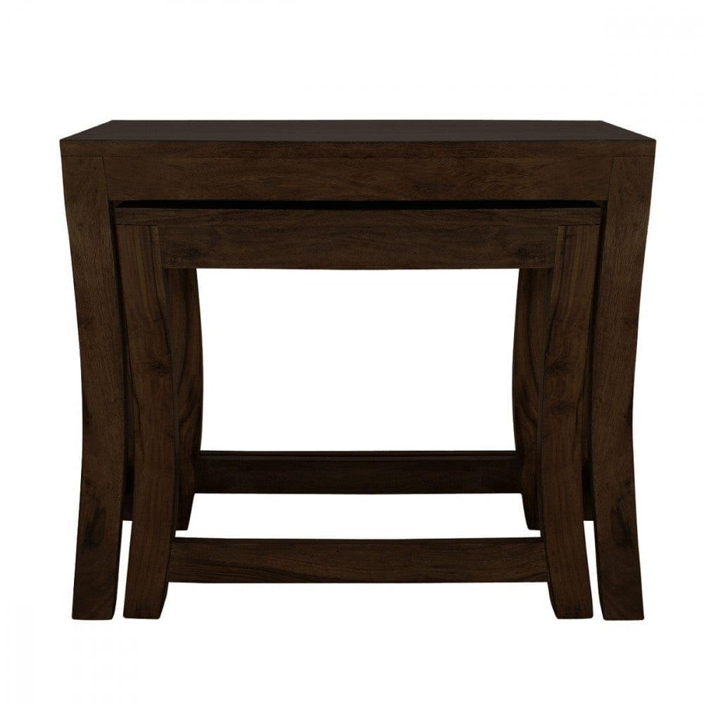 Solid Sheesham Wood Nested Tables In Walnut Finish - Ouch Cart 