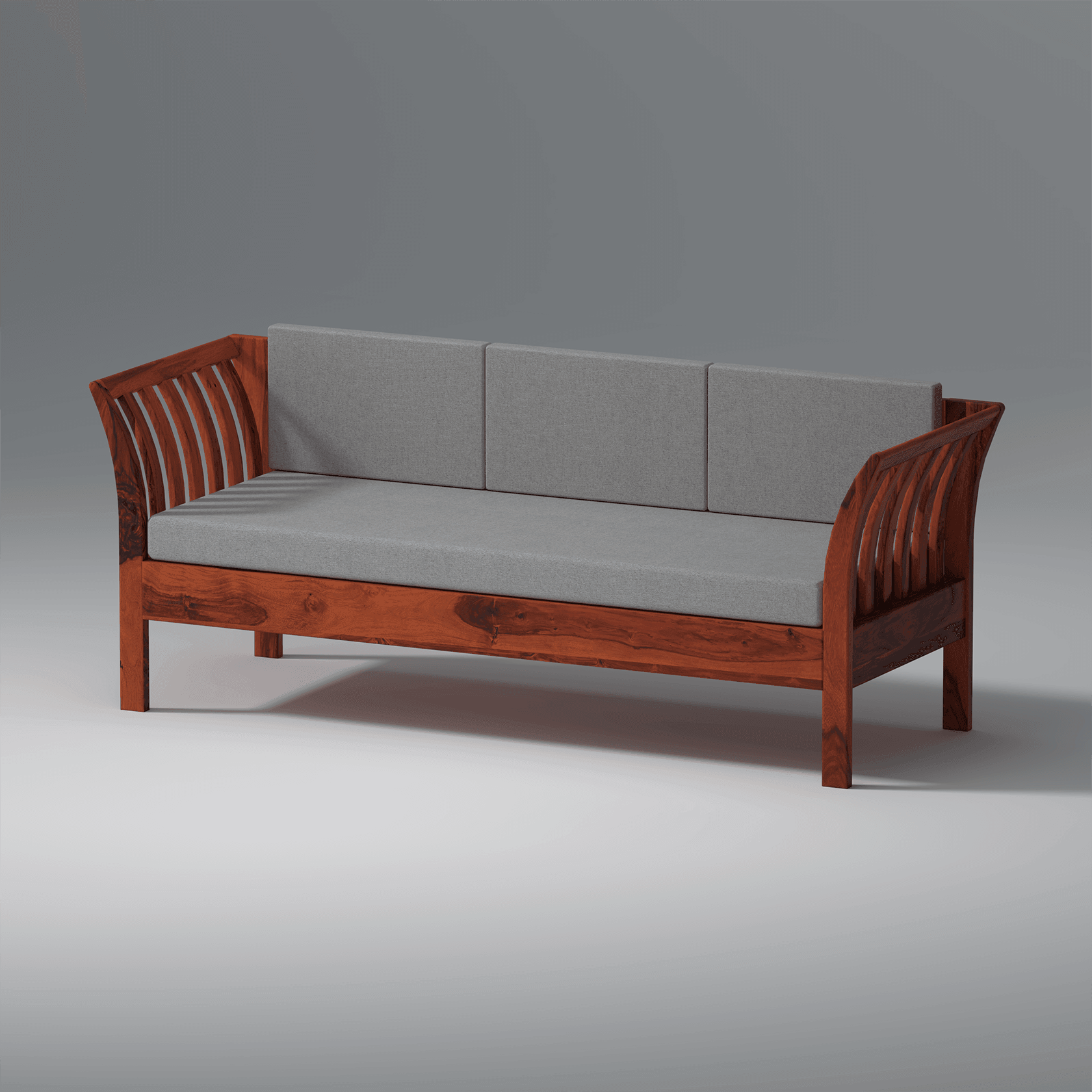 Komfor Sheesham Wood Sofa Set In Reddish Rosewood - Ouch Cart 