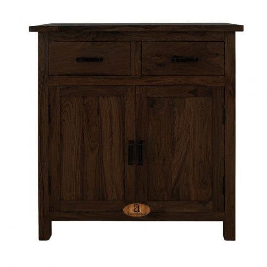 Lowboy storage cabinet with two drawer in walnut finish