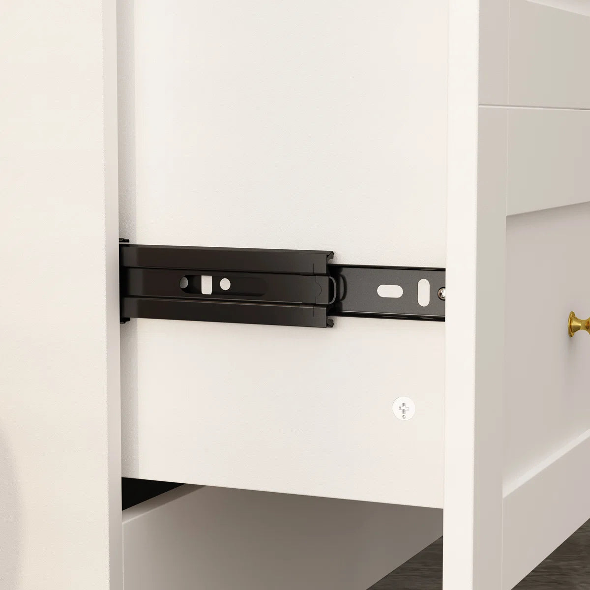 Modern White Wardrobe Closet With Top Cabinets And Drawers, Freestanding Armoire With Hanging Rods & Storage Shelves, Gold Handles