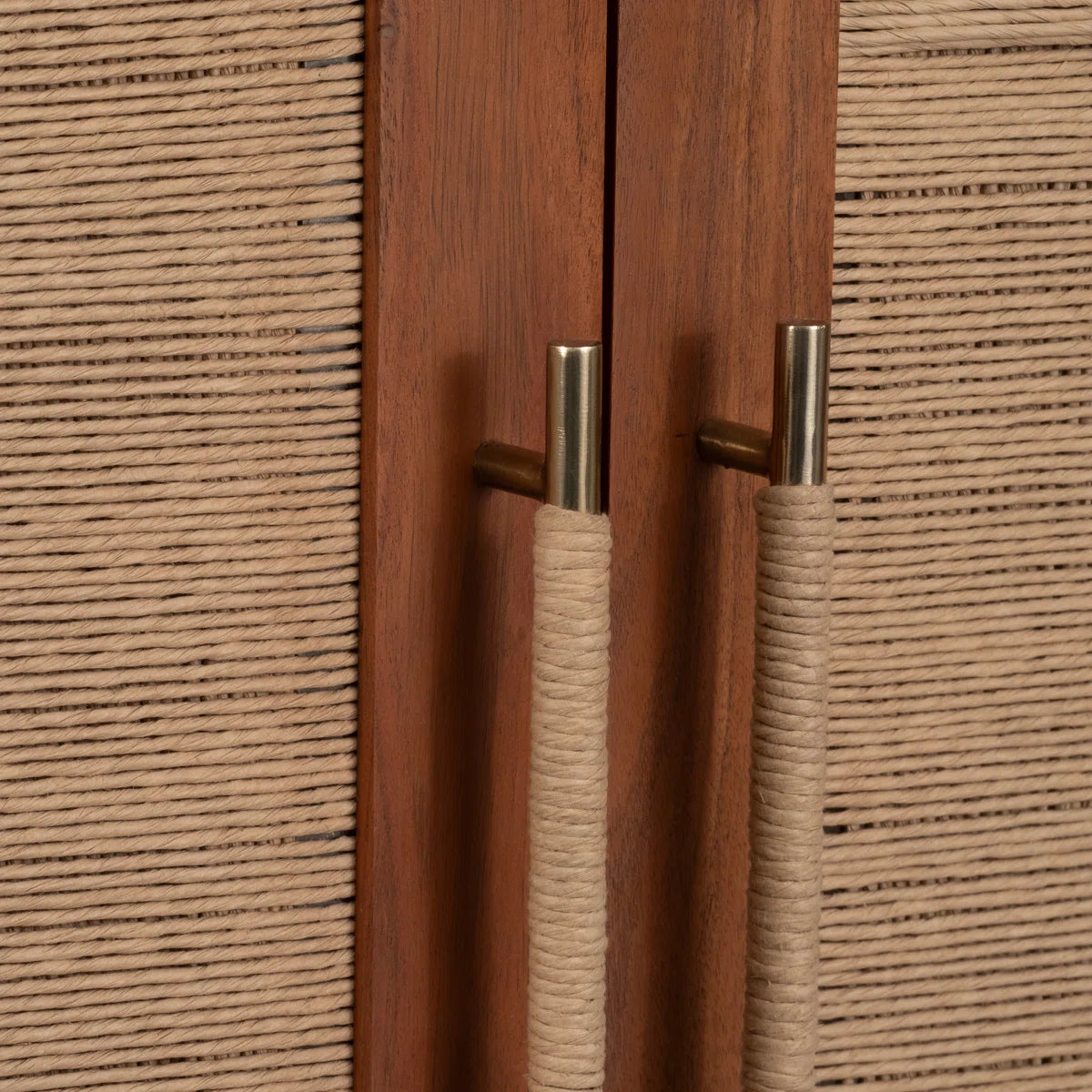 Neutral Modern 60" Acacia Wood Armoire, Brown, Rectangle - 40" x 18" x 60"
