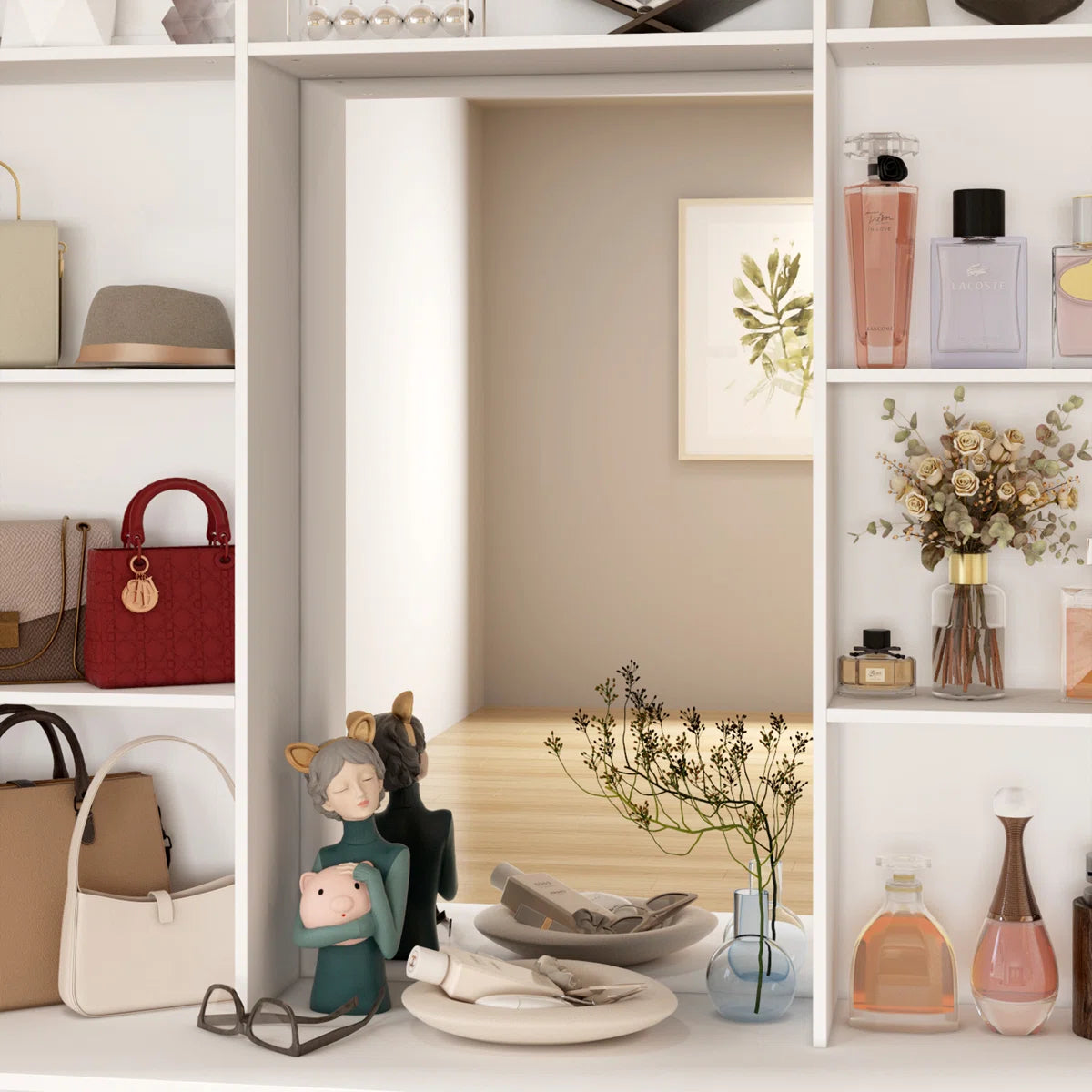 9-Drawer 7-Shelf Wardrobe With A Large Mirror