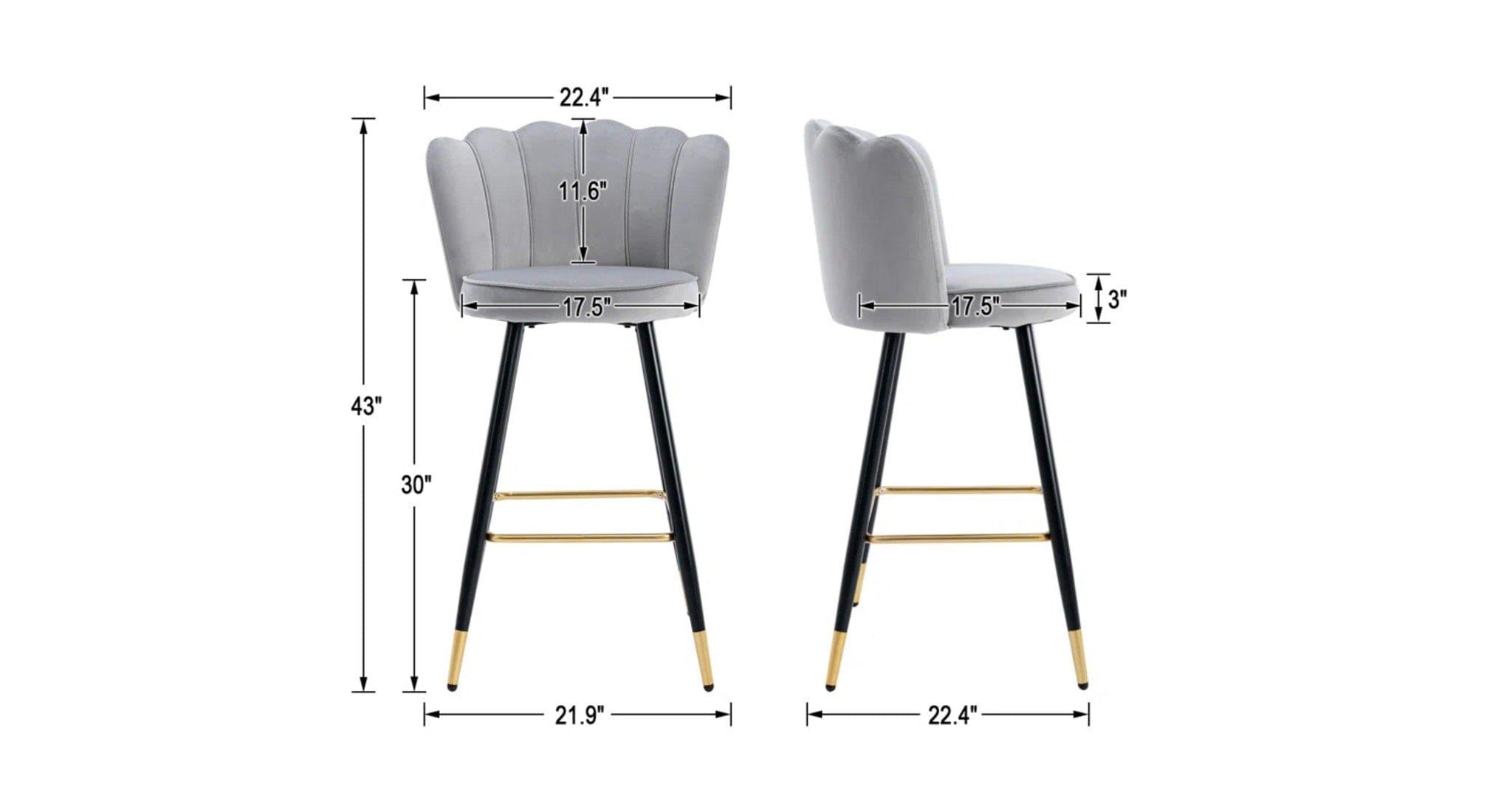 FLOWER COUNTER STOOL GREY SET OF 2 - Ouch Cart 