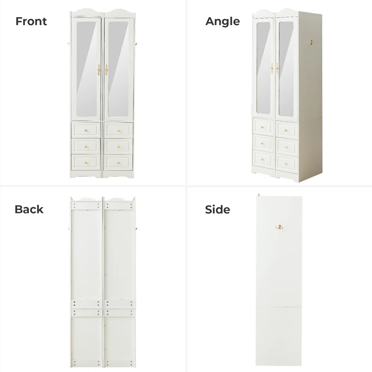 Armoire Wardrobe Closet & Wardrobe Cabinet With 6 Drawers And 2 Mirrors & With Hanging Rod & Sensor Lights
