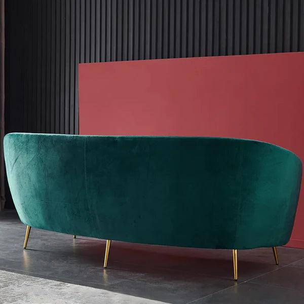 Deep Green Velvet Sofa with Metal Legs