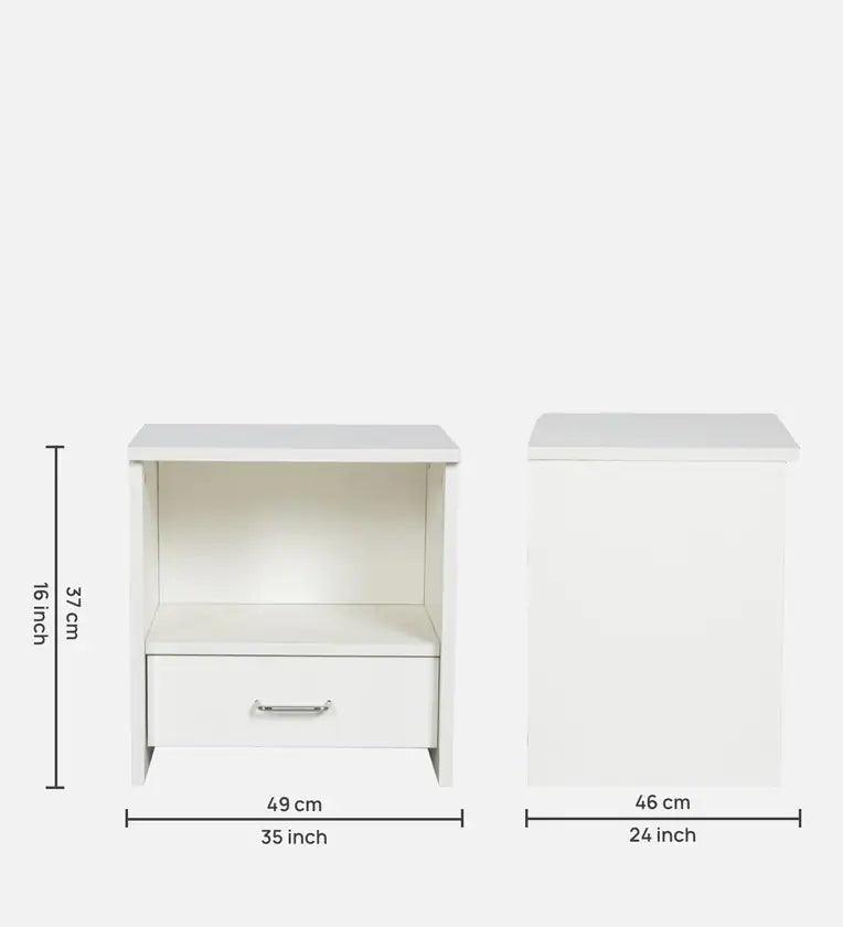 Bedside Table In Frosty White Finish - Ouch Cart 