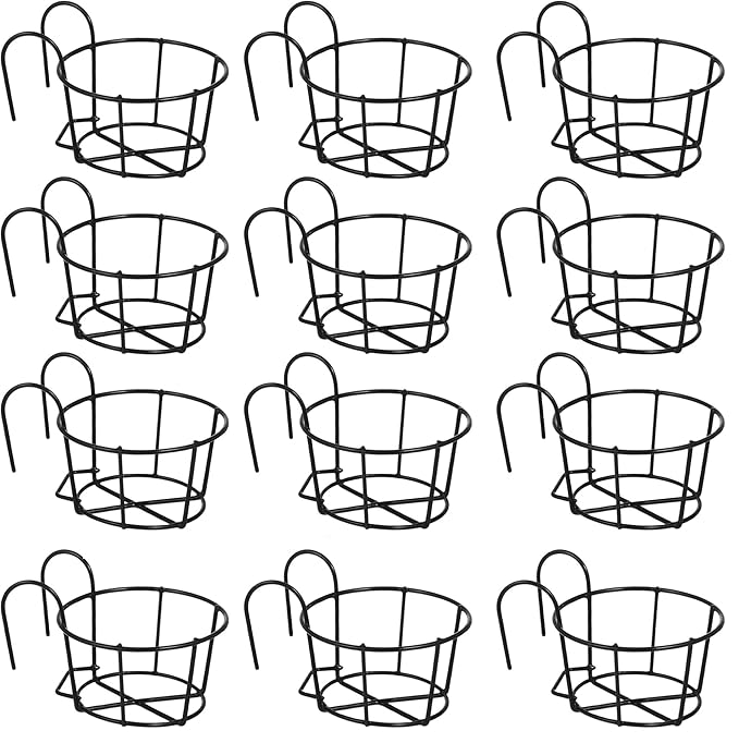 Product image Worthy Shoppee Round Metal Hanging Flower Pot Stand for Railing | Balcony & Outdoor Planter Pot Holder | Indoor Garden Gamla Stand | Plant Stand for Balcony (