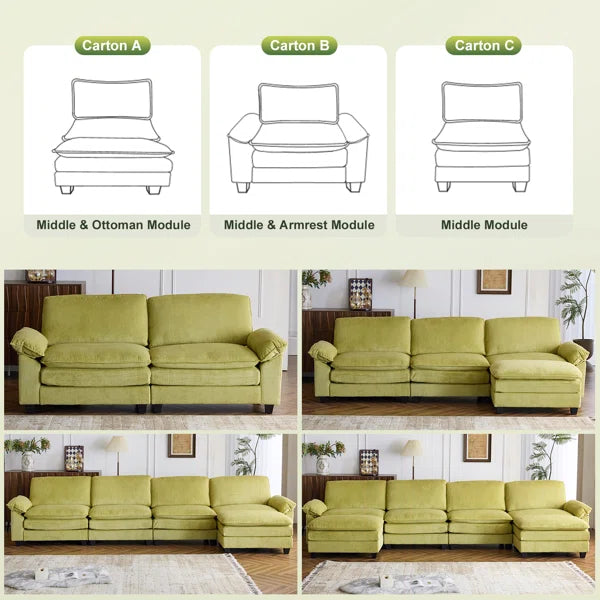 Spacious L-Shaped Sofa with Footstool – Modern Comfort Collection