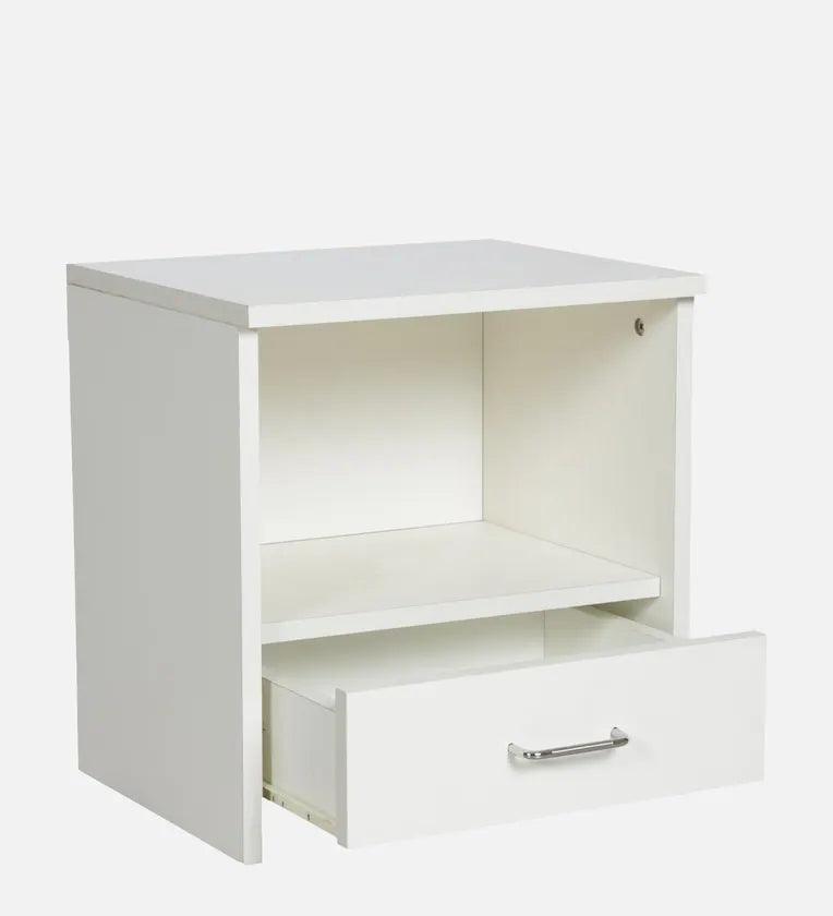 Bedside Table In Frosty White Finish - Ouch Cart 