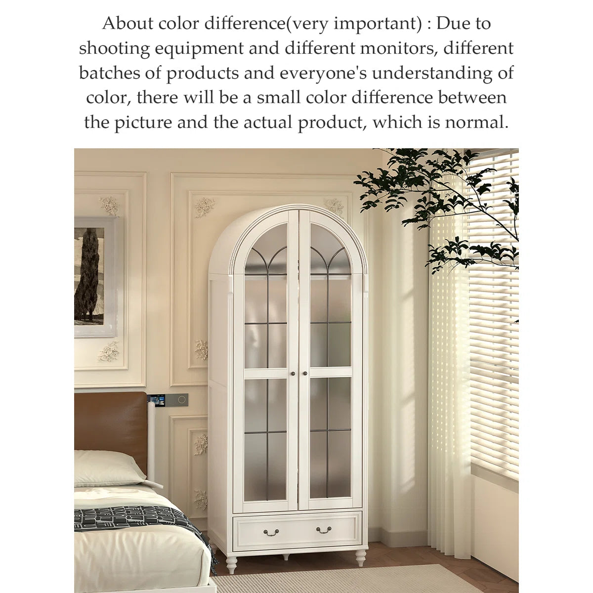 Creamy Retro Oak Arched Wardrobe