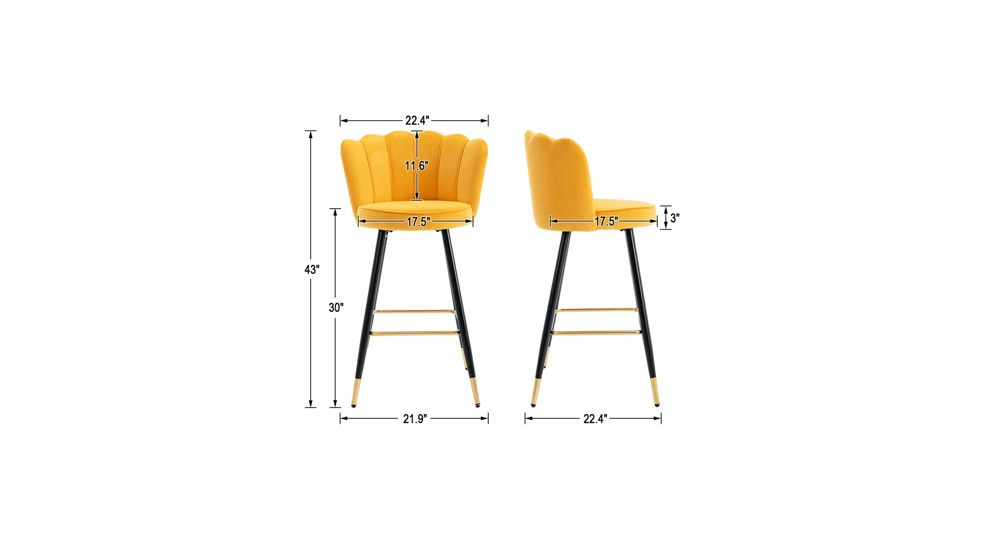 FLOWER COUNTER STOOL YELLOW SET OF 2 - Ouch Cart 