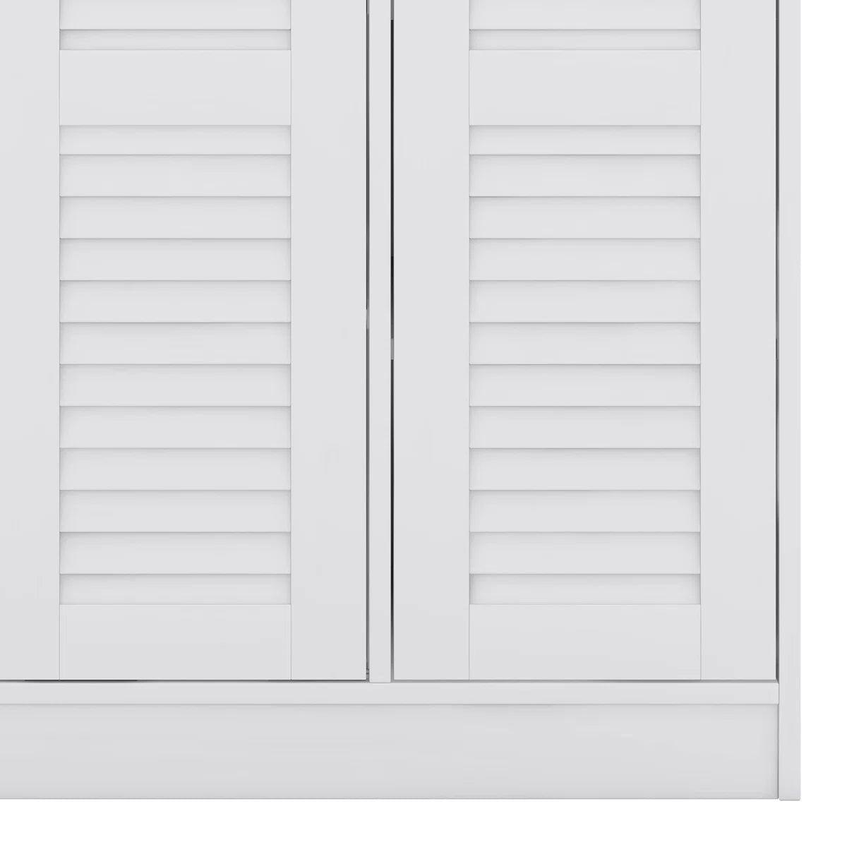 Solid Wood Wardrobe With 3 Louvered Sliding Doors, Shelves Included, Clothing Storage Cabine