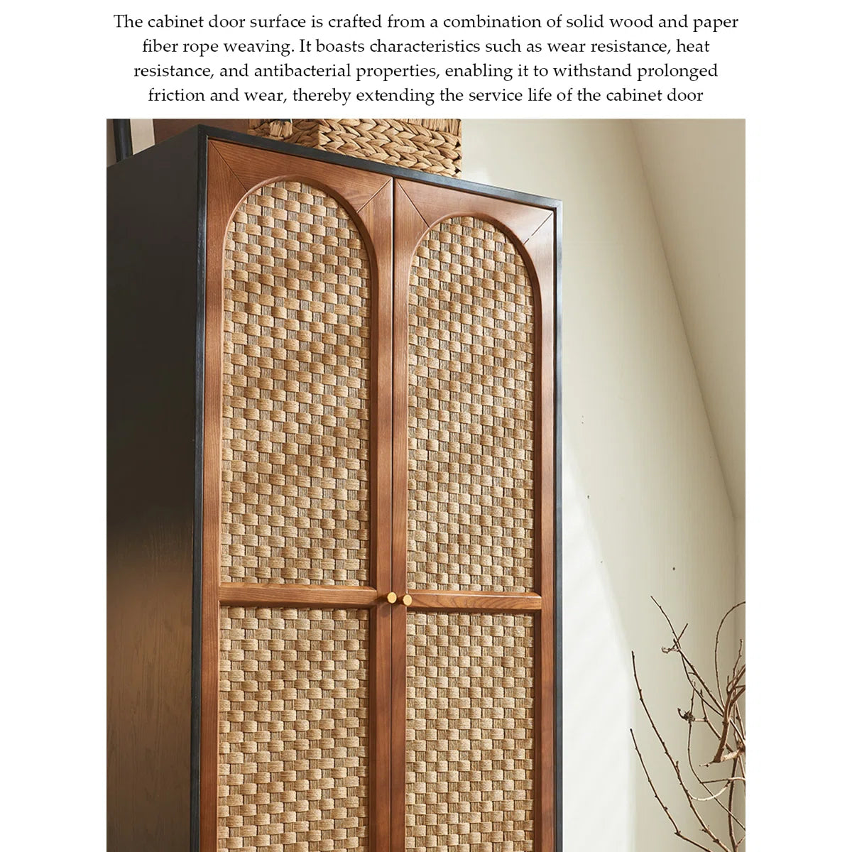 Mid-Century Style Solid Wood Wardrobe