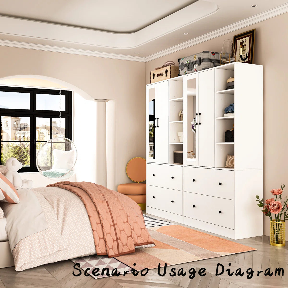 Malieka 71.2'' Wide 4 Drawer Armoire With Mirror