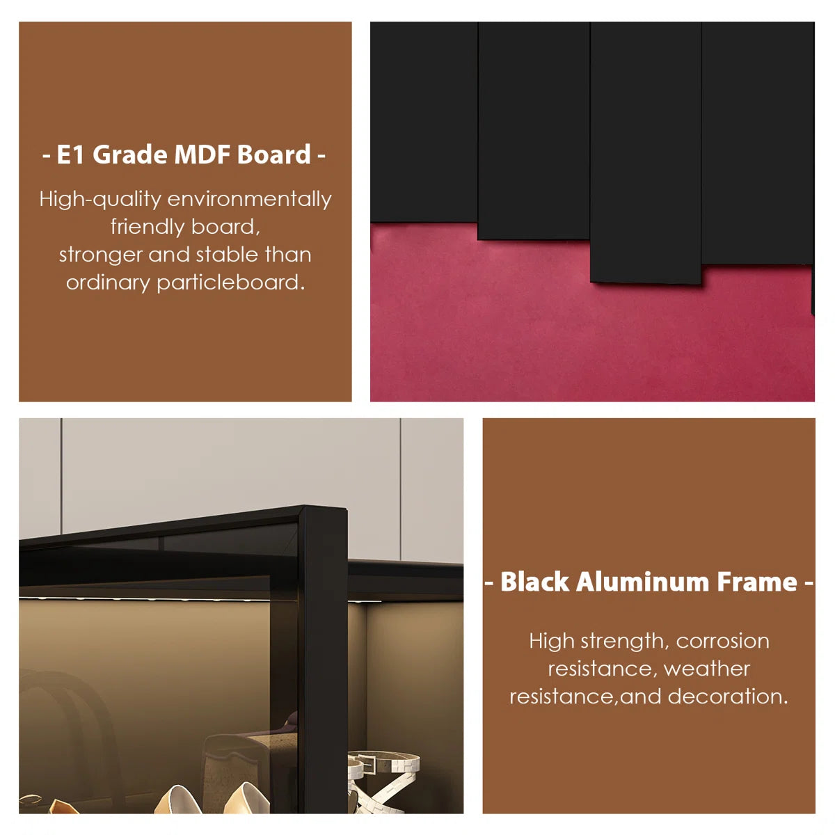 Maudena Armoire With Glass Door and LED Light