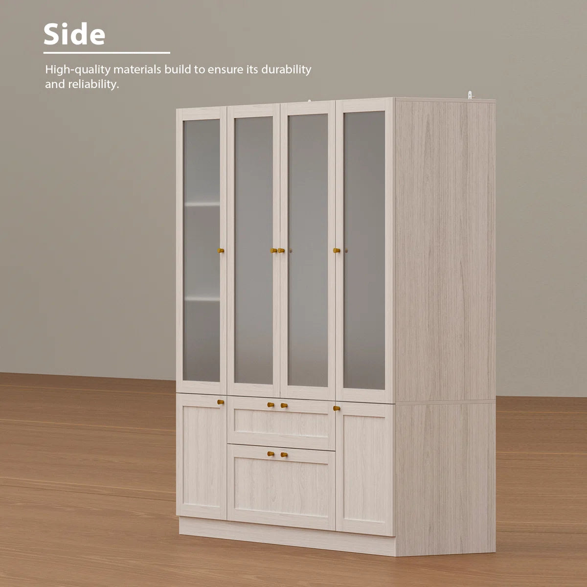 Sebi 6-Door 2-Drawer Armoire With Hanging Area & Storage Compartments